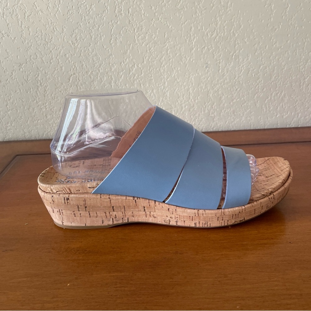 Kork-Ease Womens Menzie Slides Sandals Cork Wedge Heel Blue Leather Size 10M - Picture 6 of 16